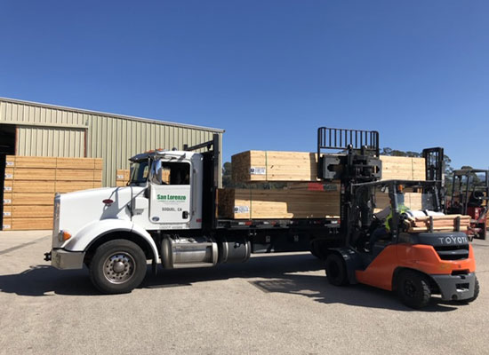 San Lorenzo flat bed shipping delivery lumber